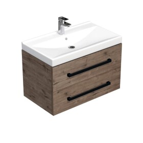 Koupelnová skříňka s černou úchytkou a umyvadlem SAT Cube Way 80x53x46 cm dub Wellington mat CUBE46C802DWVER CUBE46C802DWVER