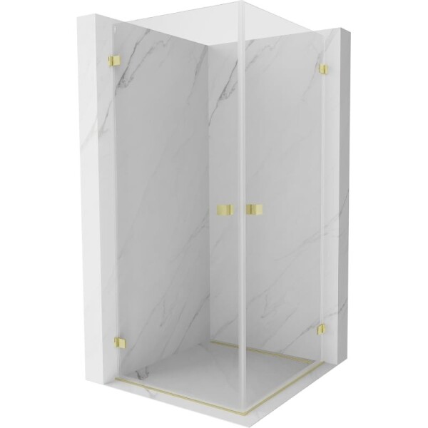 MEXEN/S - Lunar-B Duo sprchový kout dveře křídlové 95 x 95, transparent, zlato kartáčovaná 832-095L-095P-55-00