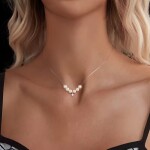 Stříbrný perlový náhrdelník Dariana - 0,1 ct MOISSANITE + CERTIFIKÁT, Stříbrná 40 cm + 5 cm (prodloužení)
