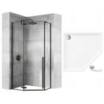 REA/S - Sprchový kout DIAMOND 90x90 - matná černá + sprchová vanička Diamond, bílá KPL-05622