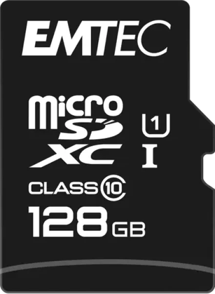 EMTEC MicroSD Card 128GB SDXC CL.10 Gold + / UHS-I U1 / Class 10 / čtení až: 90MBs / zápis až: 20MBs (ECMSDM128GXC10GP)