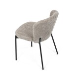 Židle jídelní, lanýžová látka, černé kovové nohy.