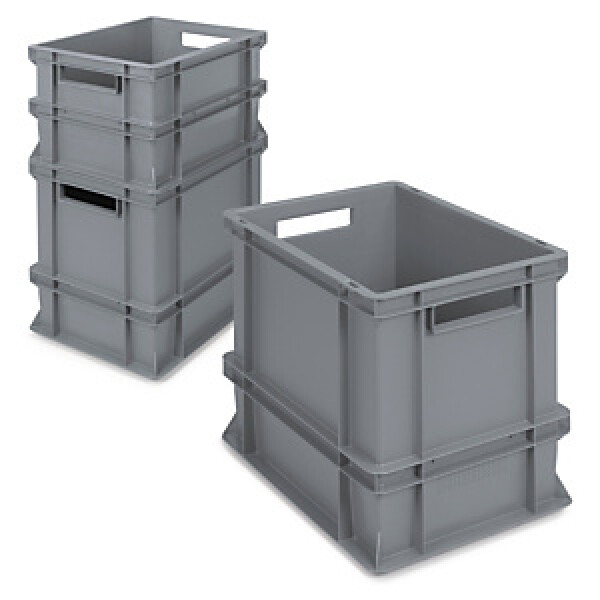 Stohovatelná europřepravka 400 x 300 x 170 mm, šedá, objem 15l, nosnost 20kg | RAJA