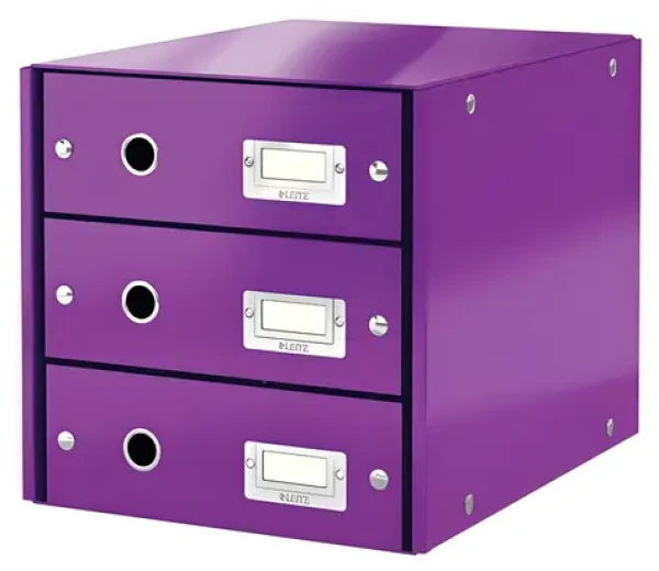 LEITZ Zásuvkový box ClickStore purpurová / 3 zásuvky / karton / 28,6 × 35,8 × 28,2 cm (60480062)
