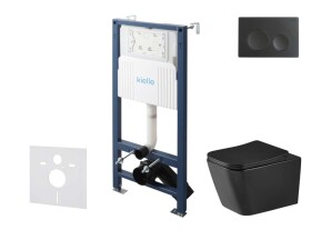 Kielle - Genesis New Set předstěnové instalace, klozetu Arkas I, Vortex Rimless+, sedátka softclose a tlačítka Gemini New I, matná černá 30528SS94