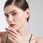 Perlové náušnice se zirkony Clara, čtyřlístek, stříbrné zapínání, Bílá