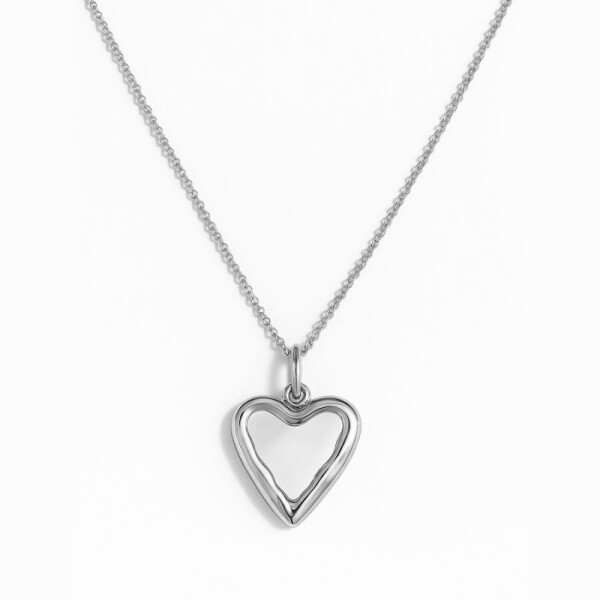 Ocelový náhrdelník s perleťovým srdcem - chirurgická ocel, Stříbrná 45 cm + 5 cm (prodloužení)