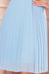 ISABELLE Světle modré dámské plisované šaty výstřihem dlouhými rukávy 313-10