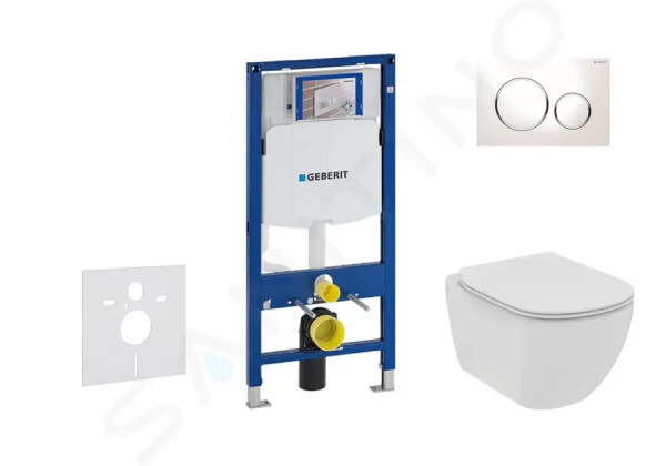 GEBERIT - Duofix Set předstěnové instalace, klozetu a sedátka Ideal Standard Tesi, tlačítka Sigma20, Rimless, SoftClose, bílá/chrom 111.300.00.5 NE4