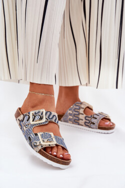 Dámské Pantofle S Přezkami A Leskem Béžové S.Barski RB51-006 38