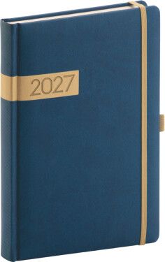 NOTIQUE Diář 2027: Twill - modrozlatý, denní, 15 x 21 cm