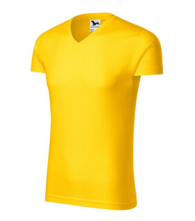 Slim Fit V-neck tričko pánské žlutá S