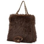 Módní dámská plyšová kabelka do ruky Lilith, tmavě hnědá