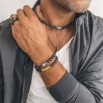 Pánský náhrdelník Rodolfo - 8 mm lapis lazuli, onyx, Modrá 60 cm