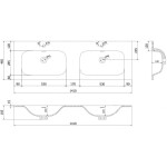 MEXEN - Vela dvojumyvadlo zapuštěné do desky 141 x 46,5, bílá mat 25231401D