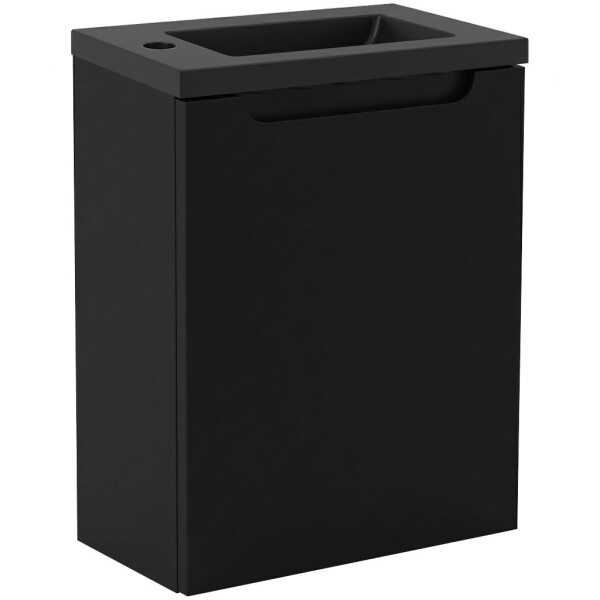 CERANO - Umyvadlová skříňka pro WC Sora - černá matná + umyvadlo z lit. mramoru - černá matná - 40x57,5x22 CER-999993