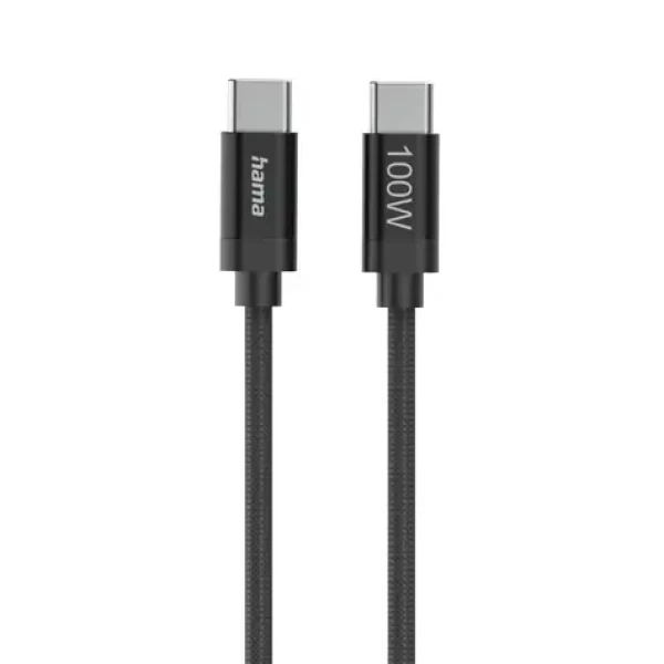 Hama USB-C 2.0 kabel Fabric / 1,5 m / 100 W / opletený (201740)