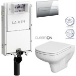 LAUFEN Podomít. systém LIS TW1 SET s chromovým tlačítkem + WC CERSANIT CLEANON COLOUR + SEDÁTKO H8946630000001CR CN1