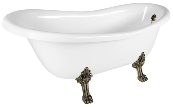 POLYSAN - RETRO volně stojící vana 157x76,5x73cm, bílá, nohy bronz 43228