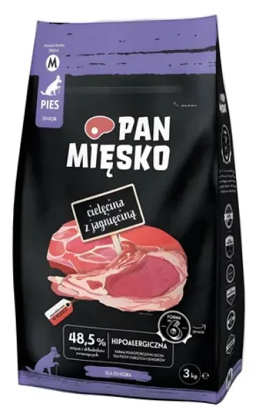 PAN MIĘSKO Granule pro psy Telecí s jehněčím M / 3 kg / pro všechna plemena / bez lepku