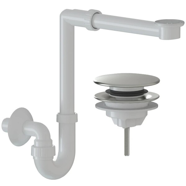 CERANO Sifon Umyvadlový/nábytkový, místošetřící /extra nízký - plast - výpusť click-clack univerzální nerez - DN32/250-700 mm - bílá