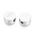 Korálek z nerezové oceli - placička s písmenem - různé varianty - 10 x 4,5 mm - 1 ks Písmena: E