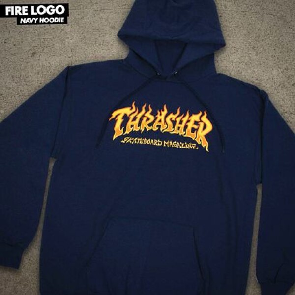 Mikina THRASHER Fire Logo hood navy Velikost: