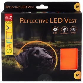 DOG FANTASY Vesta LED reflexní nabíjecí M / Suchý zip / Až 5 hodin svícení / 3 režimy svícení (454-858146)