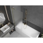 MEXEN/S - Next L vanová zástěna FIX 70 x 150, vzor, zlato kartáčovaný 895-070-000-03-30-55