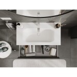MEXEN/S - Rivel koupelnová skříňka 90 cm s umyvadlem Vela, 1 šuplík, reliéf , grafit mat/bílá mat 91A20-09023-1-BF66-W23M01