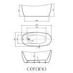 CERANO - Vana akrylátová Nerea - volně stojící - bílá lesklá - 170x80x73 CER-682735