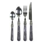 Chic Antique Sada příborů Silver Deco Coal – 16 ks, šedá barva, kov, plast