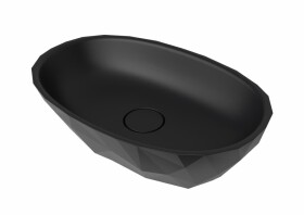 Umyvadlo na desku SAT Meda 56x37 cm černá mat bez otvoru pro baterii, bez přepadu SATME5637C SATME5637C