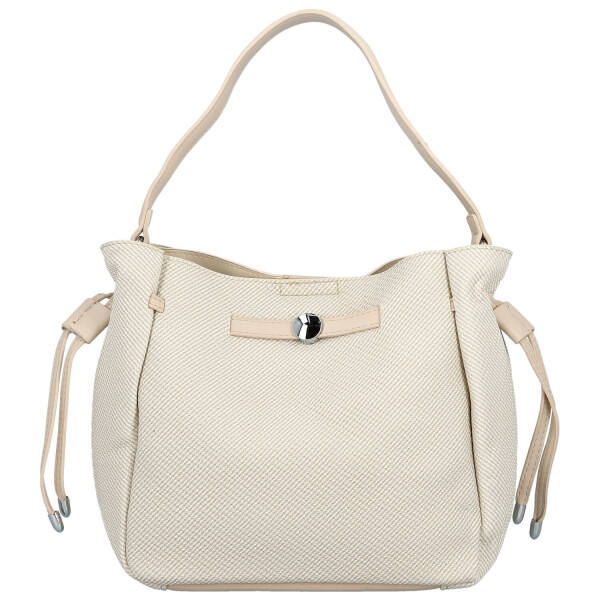 Módní dámská koženková kabelka na rameno Aminta, krémová