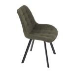 Židle jídelní, zelená látka, nohy černý kov