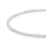 Perlový náhrdelník Sabrina - pravé perly, stříbro 925/1000, Zlatá 45 cm Bílá