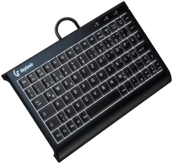 Keysonic KSK-3011ELC černá / Mini klávesnice / USB / QWERTZ DE / Integrovaný numpad / Podsvícení LED (60964)