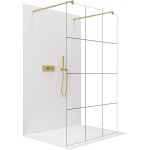 CERANO Sprchová zástěna Walk-in Onyx Duo L/P - 8 mm - kulatá vzpěra - zlatá, industriální sklo - 90x200 cm