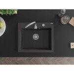 MEXEN - Elix granitový dřez 1-miska 600 x 500 mm, černá kropenatá, sifon chrom 6525601005-76