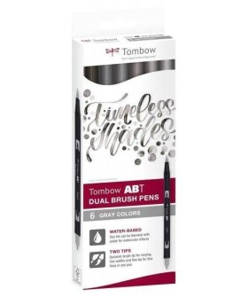 Tombow ABT Dual Pen Brush Sada oboustranných štětcových fixů - Grey colours 6 ks
