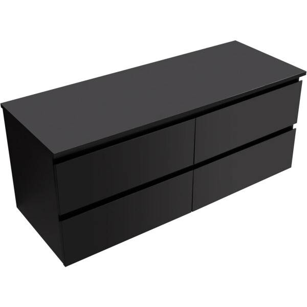 CERANO - Koupelnová skříňka Carole + deska pod umyvadlo Navira Slim - 18 mm - černá matná - 120x49,8x46 CER-476396