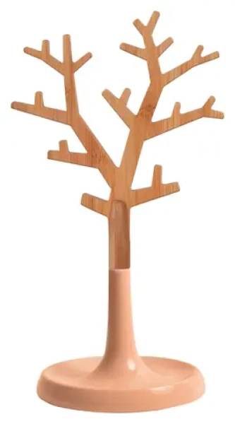 MSV OSLO broskvová / Držák na šperky / tvar stromu / plast, dřevo / 9 x 12,8 x 30 cm