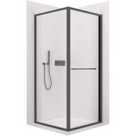 CERANO - Sprchový kout Versaro L/P - 6 mm - černá matná, transparentní sklo - 90x90 - zasouvací CER-8050BD80286