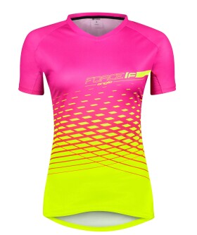 Dres FORCE MTB ANGLE dámský, krátký rukáv, růžovo-fluo