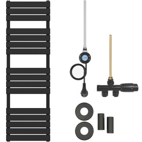 CERANO Koupelnový radiátorový set Claude - kombinované vytápění, wifi tyč - boční jednobodové připojení - 600W - černá matná - 1600x500 mm
