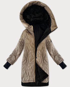 Béžová dámská prošívaná bunda s úpletovými stahovacími lemy S'West (B8505-12) odstíny béžové 46