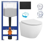 CERSANIT/S - CERSANIT předstěnový instalační systém s černým tlačítkem K97-0637 + WC CERSANIT DESSE VORTEX + SEDÁTKO K97-526 0637 ES1