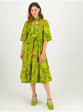 Světle zelené dámské květované šaty Blutsgeschwister Sneaky Diamon dámské