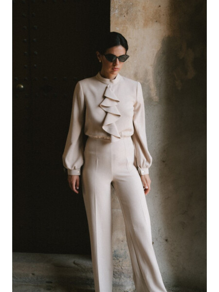 S420 Kombinéza s volánem - béžová EU XL