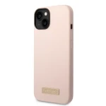 Pouzdro Guess Silicone Metal Logo MagSafe Kompatibilní iPhone 14 růžové